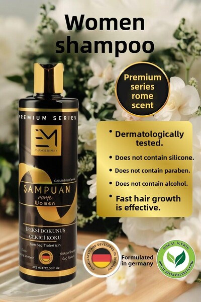 EM AMANOS BEAUTY عطر روما - شامبو نسائي - مستخلص نباتي طبيعي من الكيراتين والكولاجين - يمنع تساقط الشعر