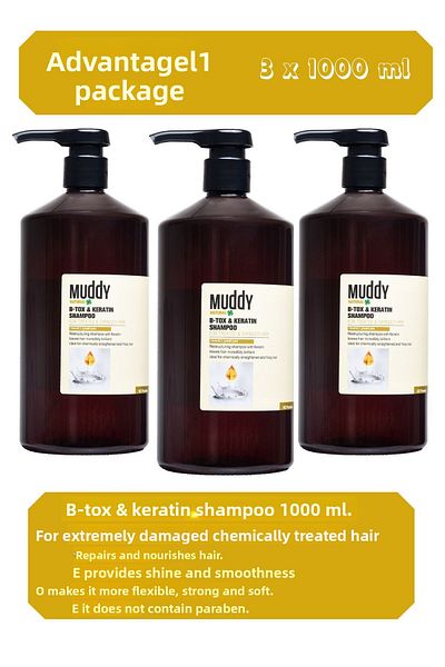 Muddy شامبو إصلاح الشعر بالكيراتين من بي-توكس - 1000 مل × 3