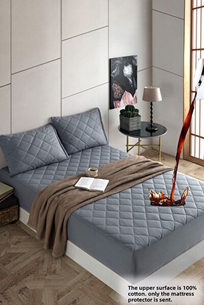 Formeya Szürke, 100% pamut steppelt, vízálló, folyadékálló matracvédő egyszemélyes dupla méretű, king méretű matracvédő