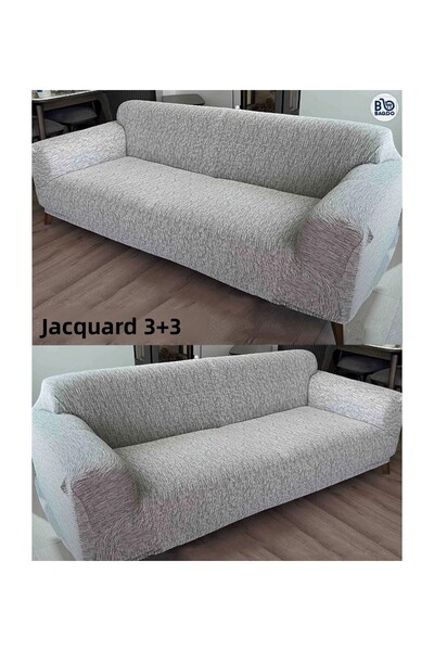 BAQDO غطاء مقعد جاكار 3+3 - غطاء أريكة مرن مرن قابل للغسل 33