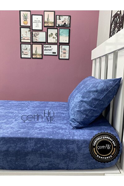 Çetinhome Set cearșafuri pentru saltea din material textil - Single 3 Dimensiuni Shadow Indigo