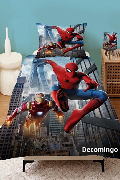 dekomingo SPIDER MAN IRON MAN PATTERNED QUILTED KIDS QUILT AND PILLOW CASE