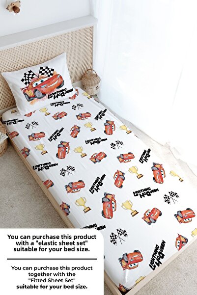 Tuğba Kuğu Single Duvet Cover Set (160X220) - Cartoon Series - Racer Lightning