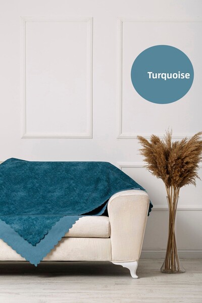 VELERDE HOME Vessel Turquoise Double Sided Sofa Bed Sofa Cover Shawl