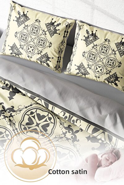PerlaSera Σετ Παπλωματοθήκη King Royal Classic Διπλό - Βαμβακερό Σατέν Πυκνό Υφαντό, Τρισδιάστατο Προσαρμοσμένο Σχέδιο