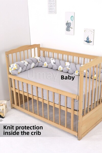 Umaybebek Baby Bedding Set, Knitted Protector, Bed Sheet - 100% Cotton