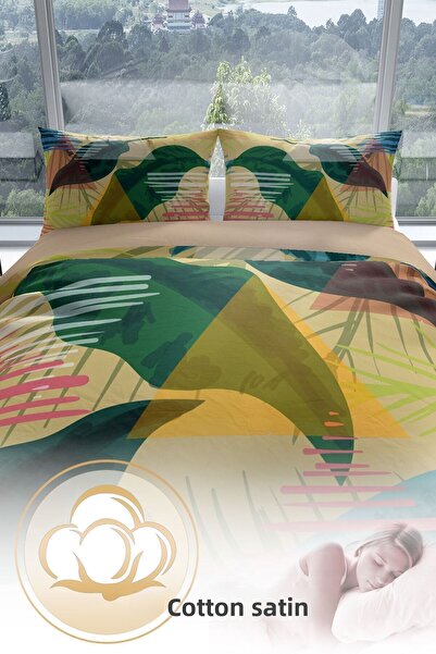 PerlaSera Set de husă de pilota dublă din satin de bumbac 3d relaxant