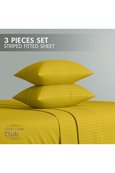 Hotel Linen Klub Single-Striped Fitted Sheet Set - Premium and Durable Quality, Deep Pocket for a Perfect Fit