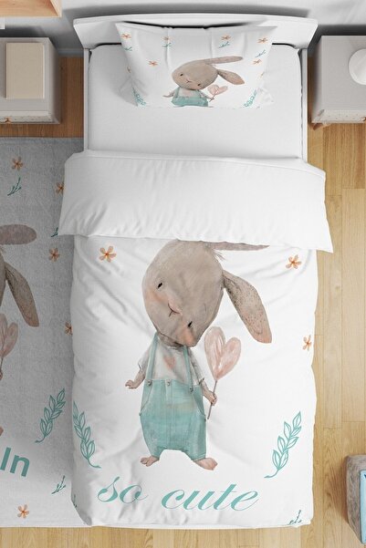 EVPANYA Gardener Rabbit Patterned Single Baby Kids Bedding Set