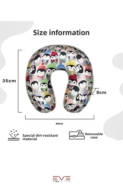 Eve Tekstil Orthopedic Travel Pillow - Visco Neck Support, Hypoallergic Animals Pattern