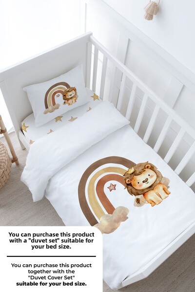 Tuğba Kuğu Set cearșaf pentru copii cu model de leu vintage - Seria iconică - Dimensiune elastică