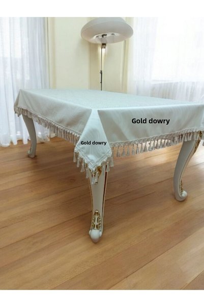 Altın Çeyiz Tekstil Leather Tassel Self-Patterned Cleanable Table Cover Dresser Daily