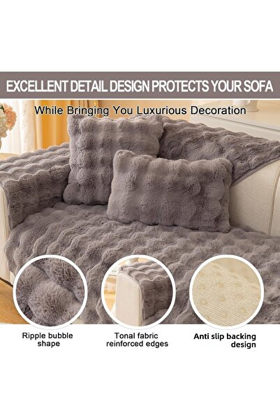 BALADI HOME Diamond Patterned Thick Plush Sofa Cover - Simple Seating Area (4 Pieces)