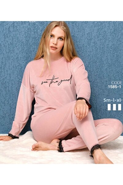 Pidora Textil Mihra 1585-1 طقم بيجامة نسائي مخملي من Welsoft