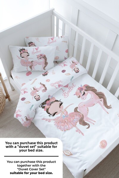 Tuğba Kuğu Pink Tutu Ballerina and Unicorn Fitted Sheet Set for Baby Series