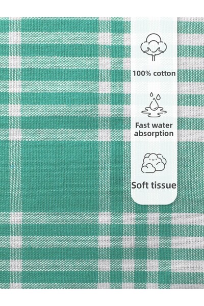 Tuable Pöti Checked 3-Piece Drying Cloth Water Green 45x70cm