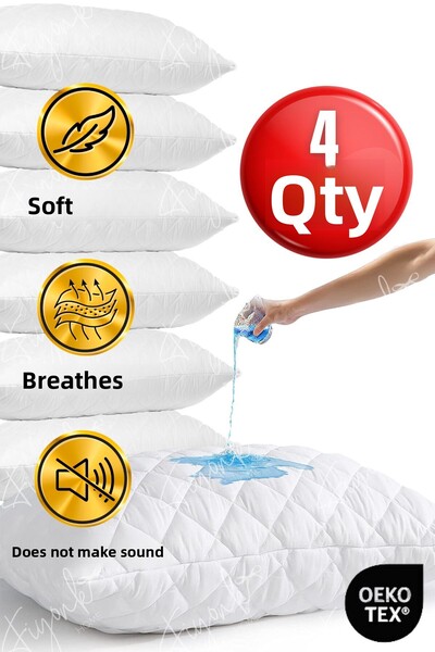 Fiyonk Home Quilted Zippered Pillow Protective Mattress Sweat, Liquid Proof - 50X70 cm