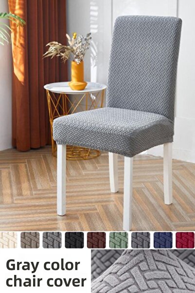 HANİDAN Gray Color Brick Patterned Chair Cover - Elastic and Lycra 1 Piece
