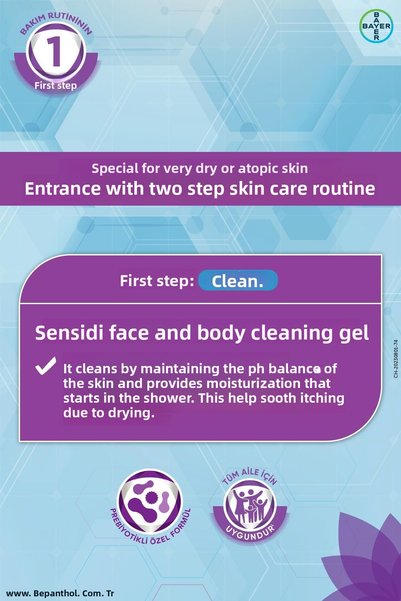 Bepanthol Sensidaily Face & Body Cleansing Gel 200ml - Sensiwash Very Dry Atopic Skin, Daily Body Care