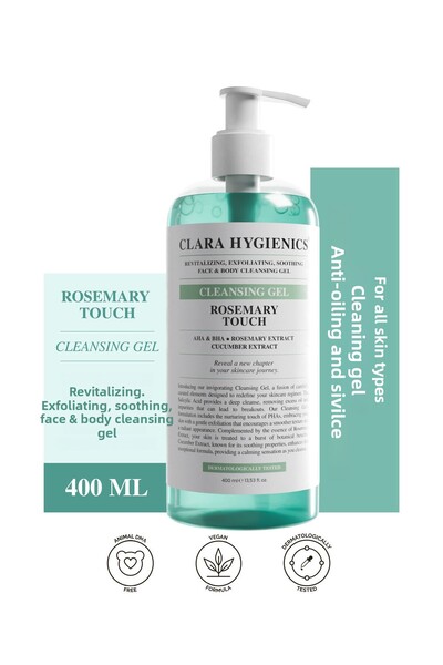 Clara Hygienics جل تنظيف روزماري تاتش 400 مل - منظف الخلايا الميتة ومعادل لون...