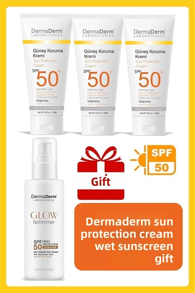 DermaDerm 3 قطع كريم حماية من الشمس بعامل حماية من الشمس 50+