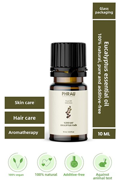 Phrau 10 مل زيت الأوكالبتوس العطري النقي والطبيعي 100%