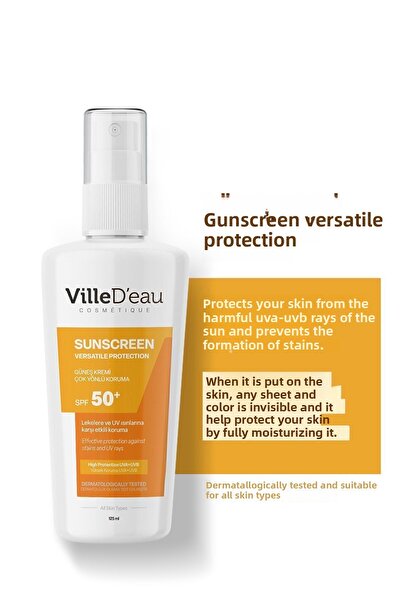 ville d'eau واقي شمسي مضاد للعيوب بعامل حماية من الشمس SPF50 للوجه والجسم للص...