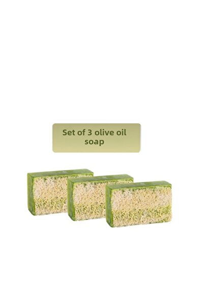 özden صابون زيت زيتون مصنوع يدويًا 100% من ألياف اليقطين الطبيعية، مجموعة من 3 قطع 360 جرام