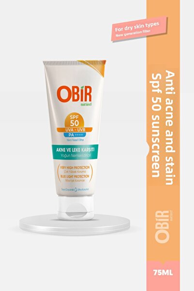OBİR NATÜREL Anti-Acne and Blemish Uva+Uvb 50+ Spf Sunscreen for Dry Skin Typ...