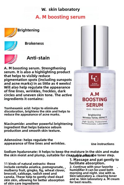 W. Skin Laboratory Boosting Serum Blemish + Anti-Aging Whitening Niacinamide Tranexamic Acid Serum Containing Adenosine
