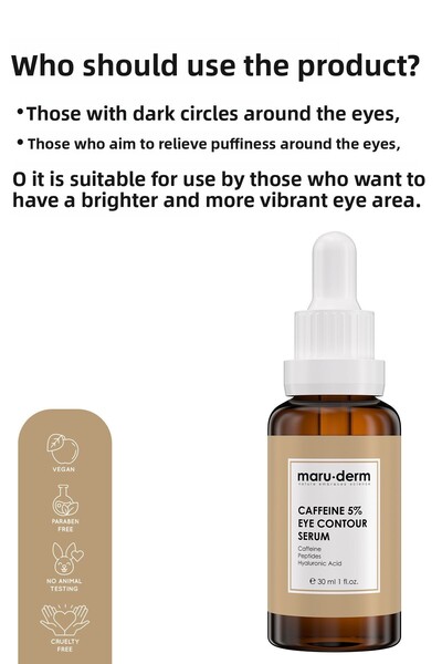 Maru.Derm سيروم محيط العين من ماروديرم، يحتوي على 5% كافيين + ببتيدات + حمض الهيالورونيك، 30 مل