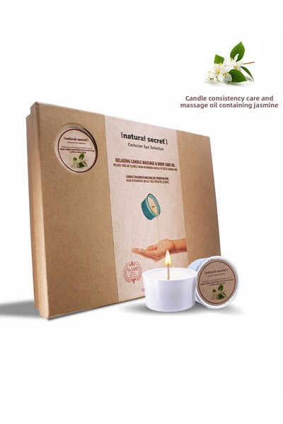 Natural Secret شمعة الياسمين - زيت العناية بالجسم والتدليك / شمعة الياسمين 12 × 40 مل