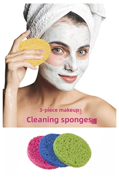 Hayveys 3-Piece Round Skin Cleansing Sponge Facial Makeup Remover