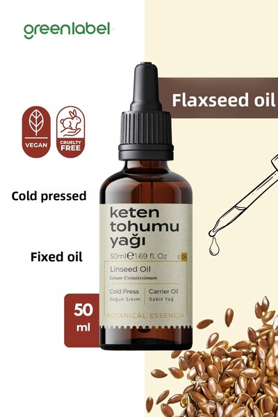 Greenlabel Natural Flaxseed Oil - Cold Pressed, 100% Pure, 50ml