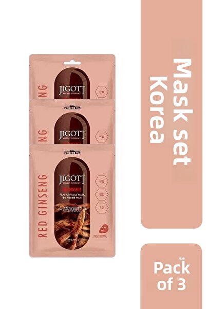 Jigott صفقة مكونة من 3 قطع - مجموعة أقنعة كورية فاخرة باللون الأحمر الجينسنغ