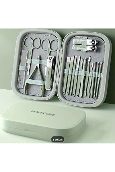 newnet 18 Piece Travel Type Water Green Manicure & Pedicure Set with Bag-Pers...