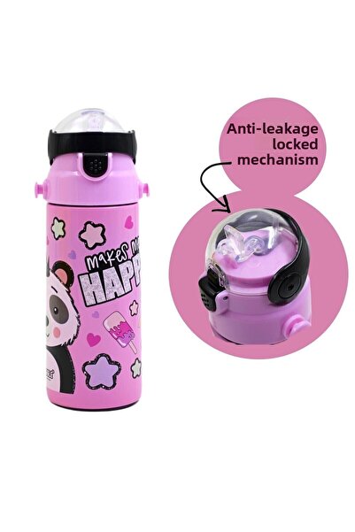 Generic Brand Steel Flask with Straw MT-2635 Panda Pattern 550 Ml