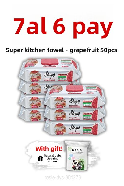 Sleepy اشتري 7 واحصل على 6 منشفة مطبخ جريبي فروت سوبر 50 قطعة وروزي