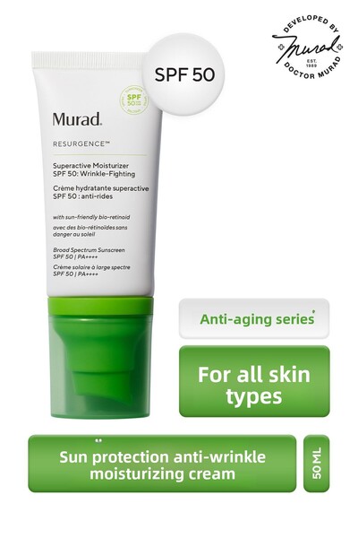 Murad واقي من الشمس، كريم مرطب مضاد للتجاعيد SPF 50 - مرطب فائق الفعالية SPF 50
