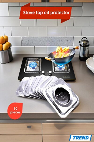 Open Home Concept Square Stove Top Oil Protector Aluminum Plate 23*23 cm 10 P...