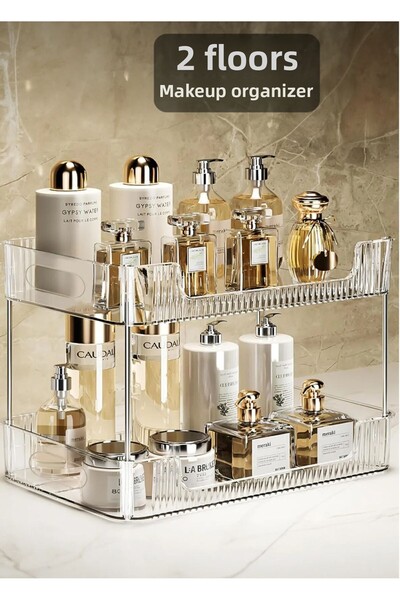 MİMOZA PARK Organizator pentru cosmetice și machiaj cu 2 niveluri - Organizator multifuncțional pentru bijuterii