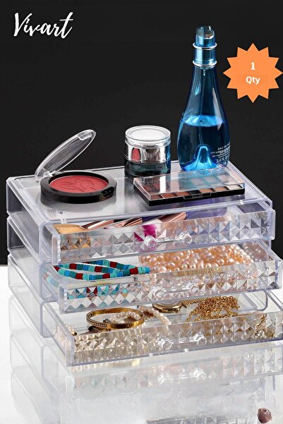 Vivart منظم خزانة منظم مكياج فاخر من طراز Diomand مع 3 أدراج