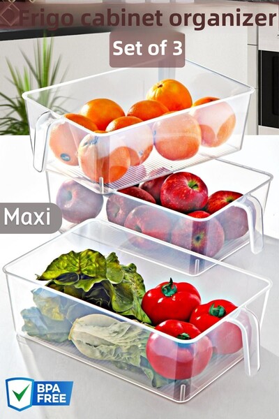 Nandy Home منظم ثلاجة وخزانة ماكسي بمقبض فريجو 3 قطع