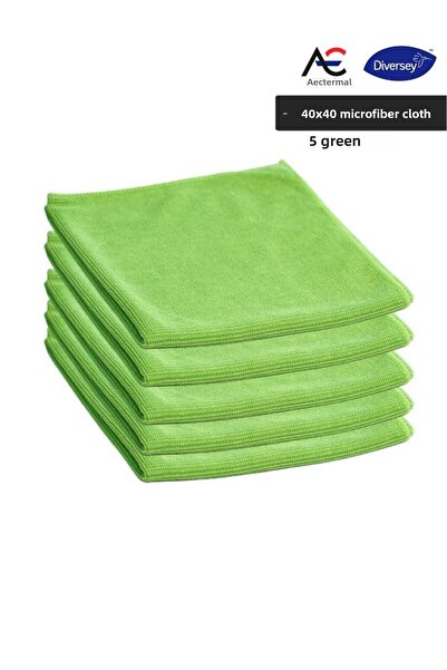 Diversey قماش تنظيف من الألياف الدقيقة Solare Microjet مقاس 40 × 40 سم 5 قطع قماش أخضر
