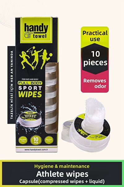 HandyTowel معدات الجسم الكلاسيكية - كبسولة النظافة، 10x4.5 مل سائل، مناديل سل...