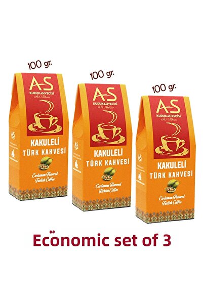 AS Kurukahvecisi 3-Piece Turkish Coffee Economical Set with Cardamom