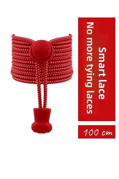 SHELAX أربطة حذاء مطاطية حمراء - نقطة حمراء مستديرة مع قفل ذكي، سداسي أسود