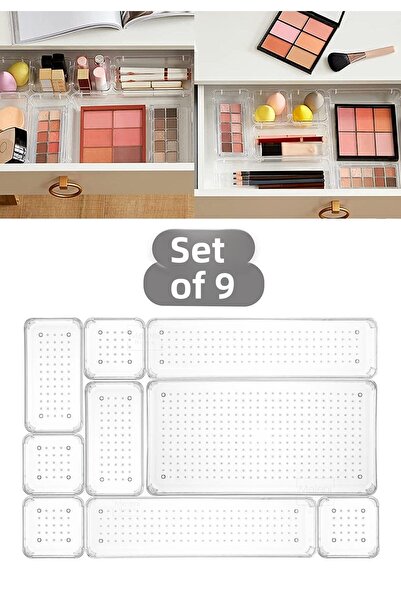 Meleni Home Organizator de bijuterii cosmetice pentru baie, 9 piese Organizat...