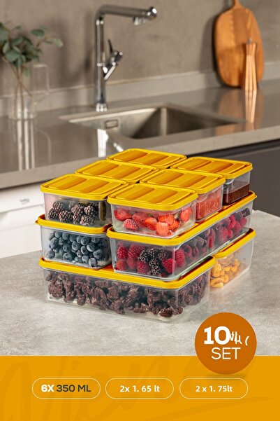 Vienev Organizator portocaliu pentru frigider pentru microunde, 10 bucăți - container de depozitare pentru congelator