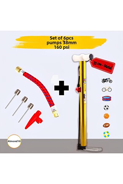 Badem10 Set de 6 vârfuri pentru pompă de bicicletă, mâner de mână, tub metalic, bilă, anvelopă, vârf de umflare Şambrel